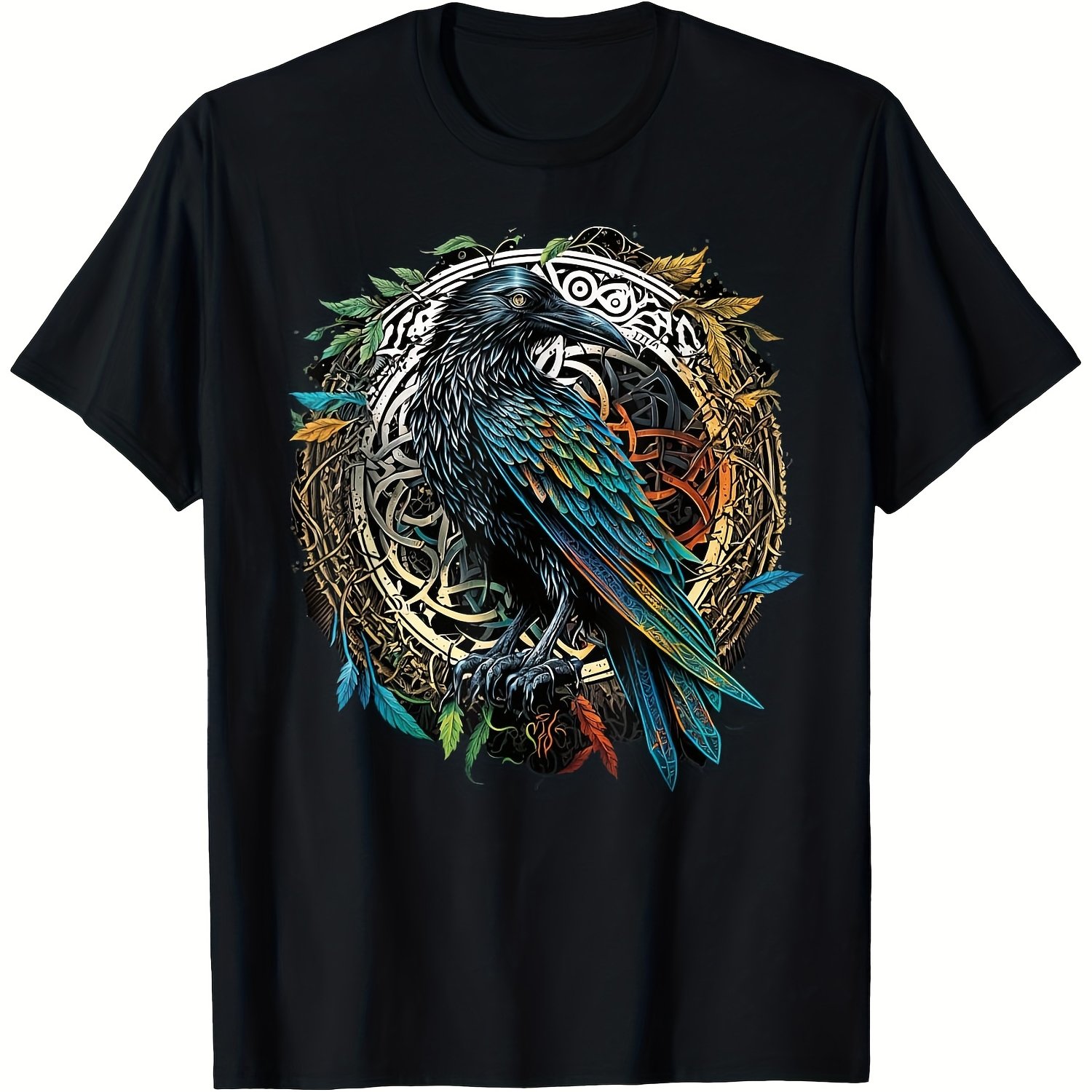 Summer Viking Clothing - Kadın Viking Raven Desenli Tişört, Odin'in