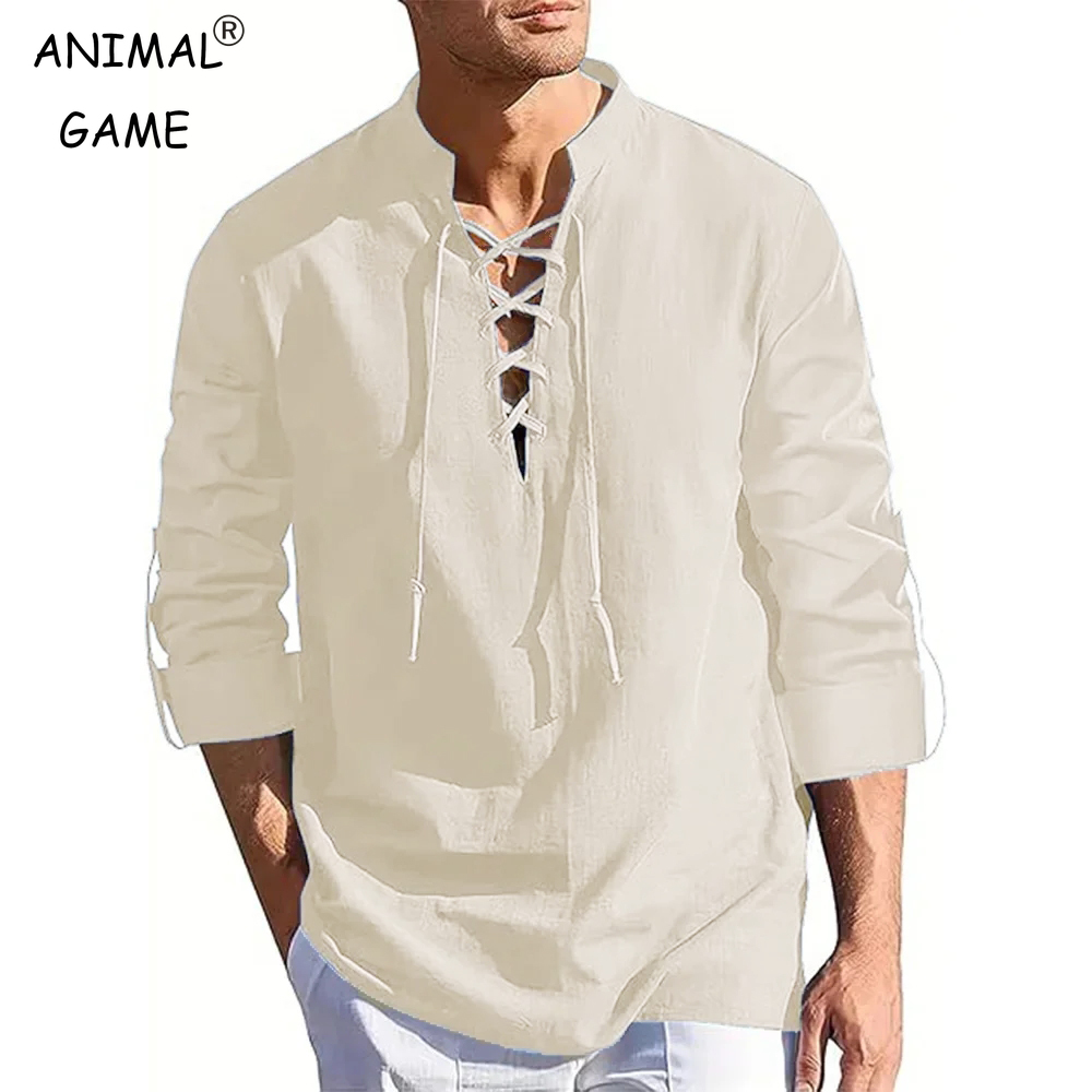 Summer Viking Clothing - Erkek Rönesans Gömlek Korsan Ortaçağ Viking
