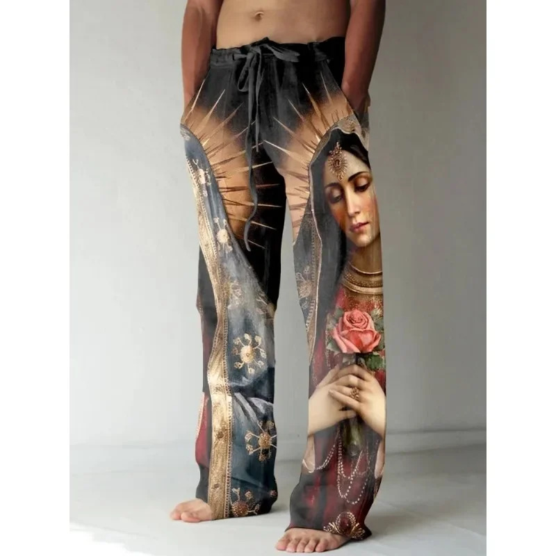 Summer Renaissance Clothing - Erkek Vintage Rönesans Meryem Ana Baskılı