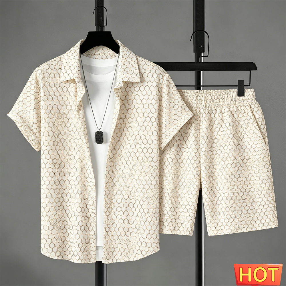 Summer Clothing Guys - Yazlık Erkek Gömlek Takımı Degrade Renkli