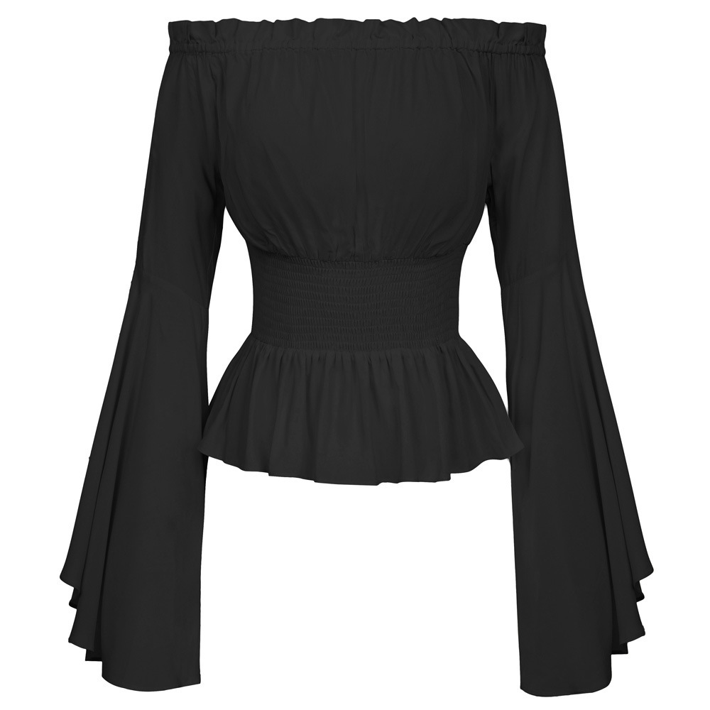 Summer Renaissance Clothing - Goth Ince Gömlek Flared Uzun Kollu