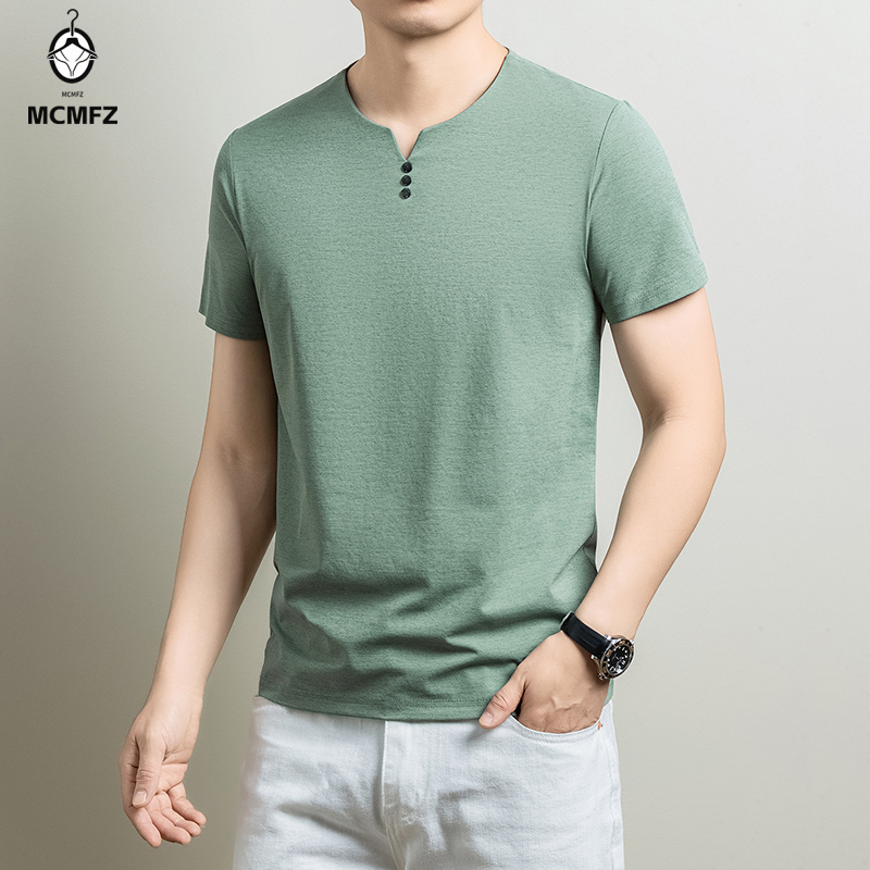 Summer Clothing Guys - Erkek Temel Henley Tişört Rahat Pamuk