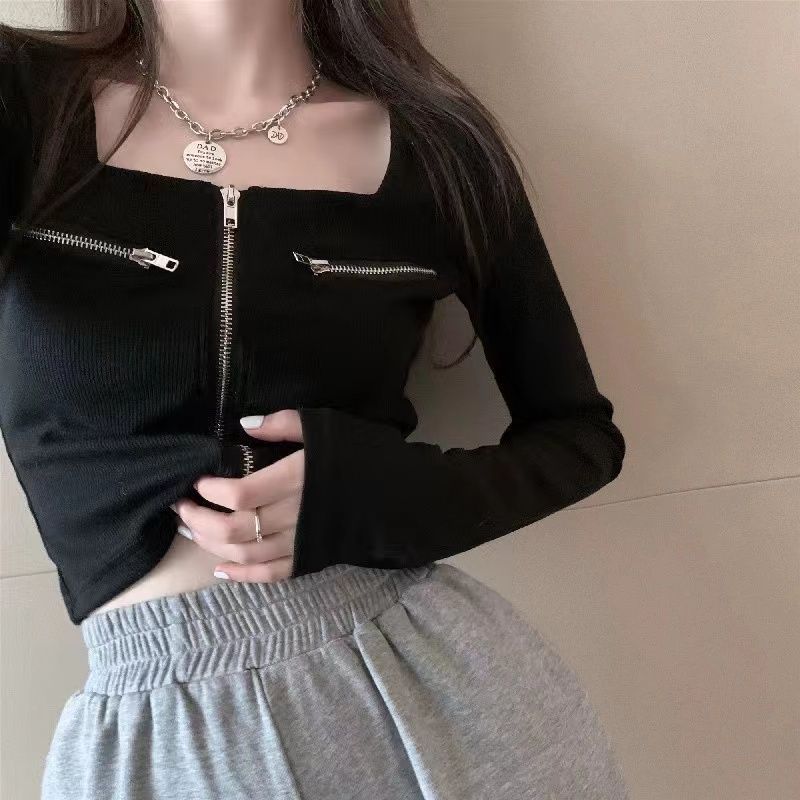 Summer Clothing Layering - Kare yaka uzun kollu T-shirt kadın