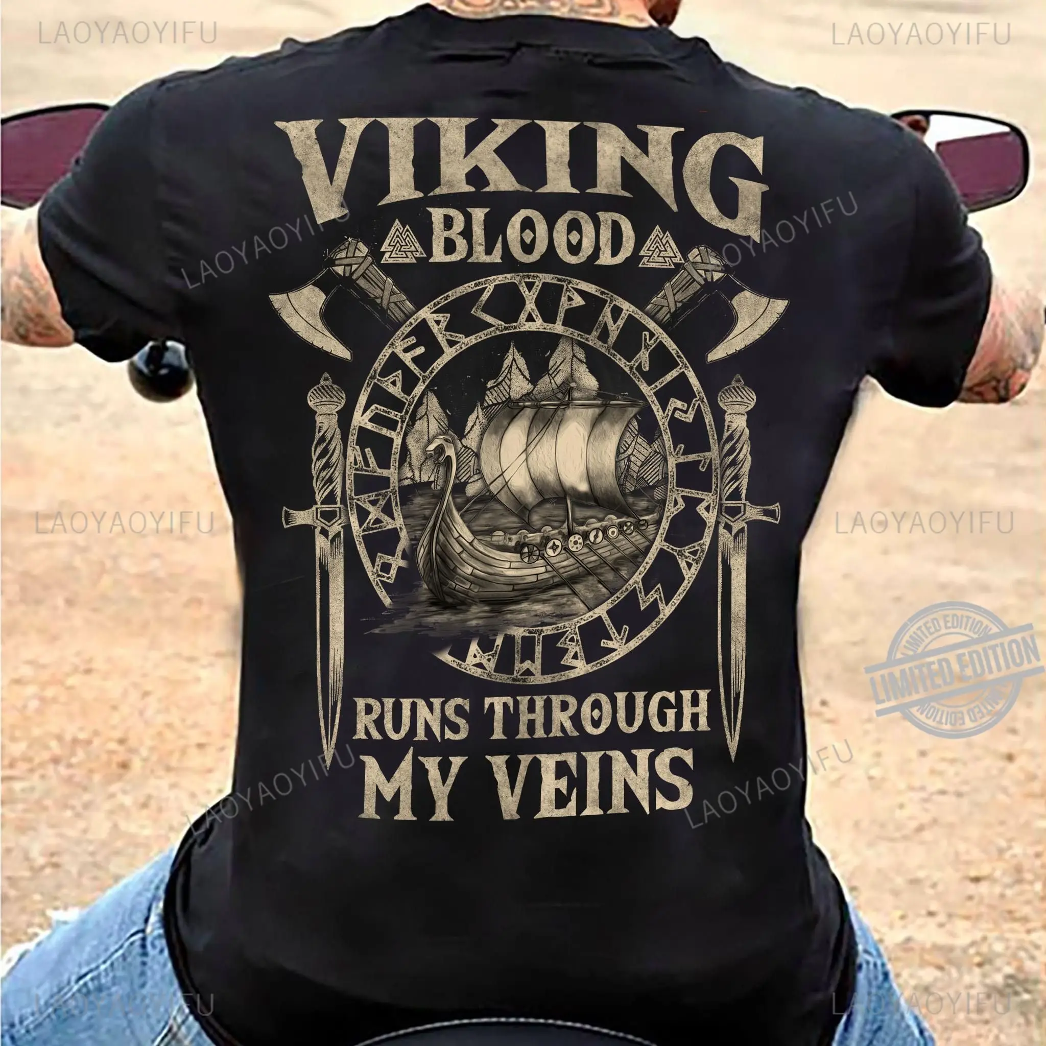 Summer Viking Clothing - Viking Blood yüksek kaliteli erkek kısa