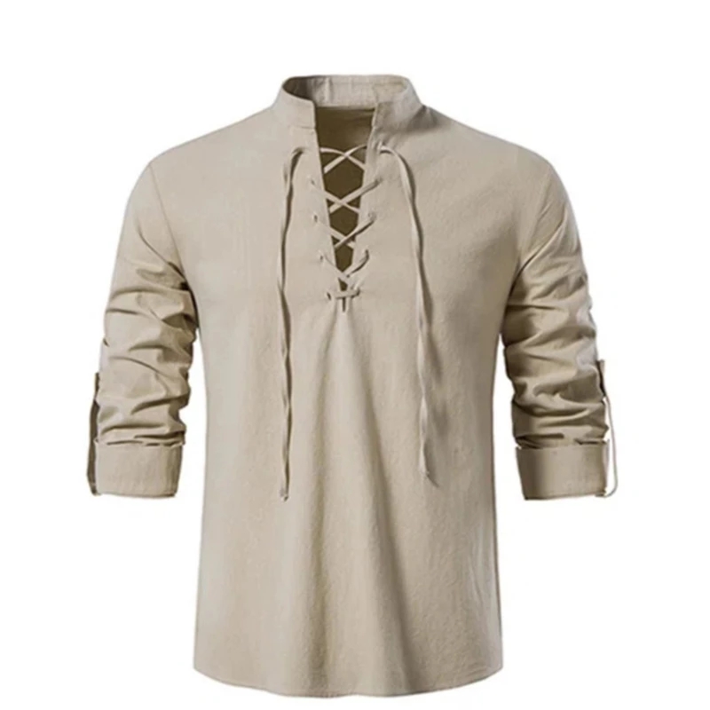 Summer Viking Clothing - 2023 yeni erkek v yaka gömlek