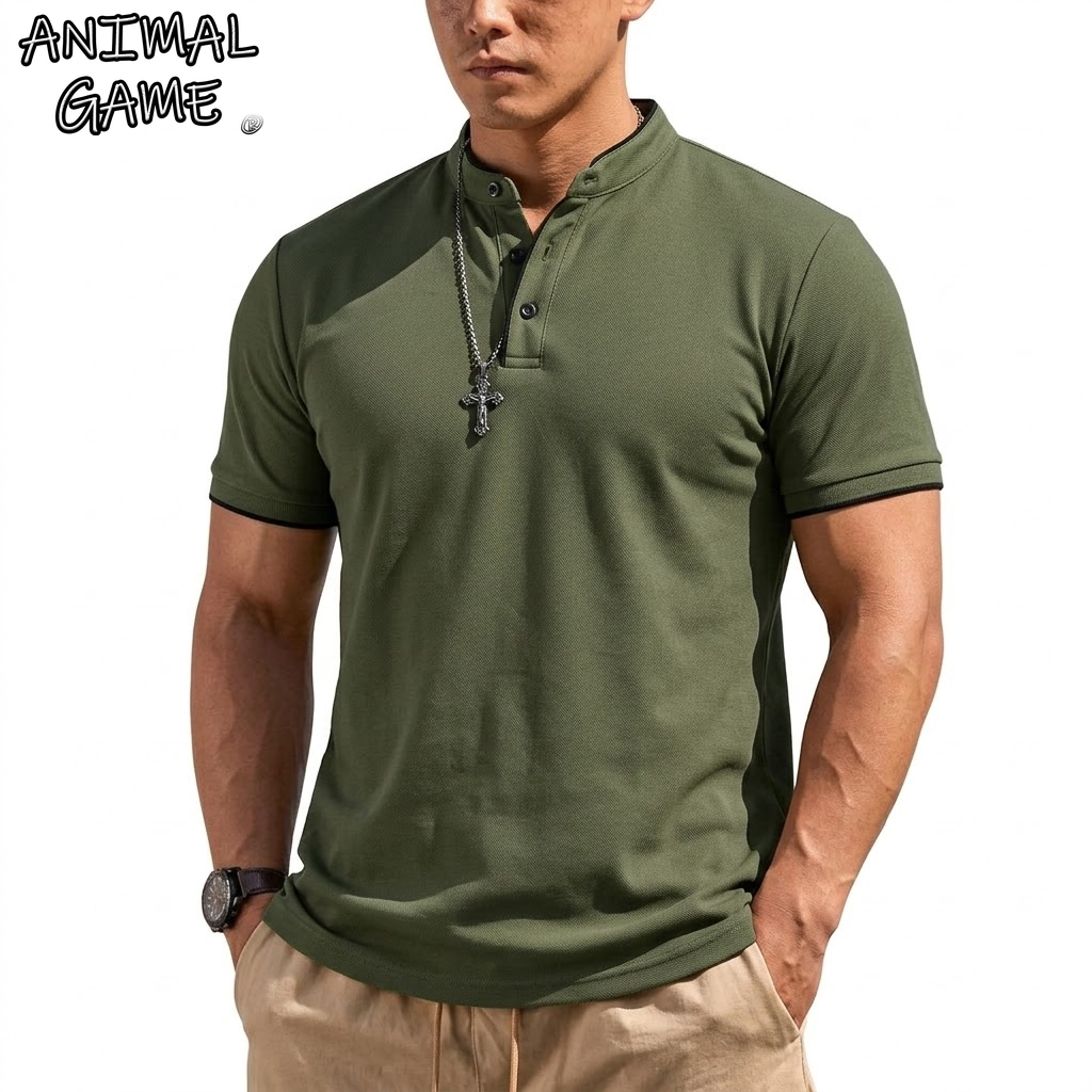 Summer Clothing Guys - Yazlık Kısa Kollu Henley Gömlek Erkek