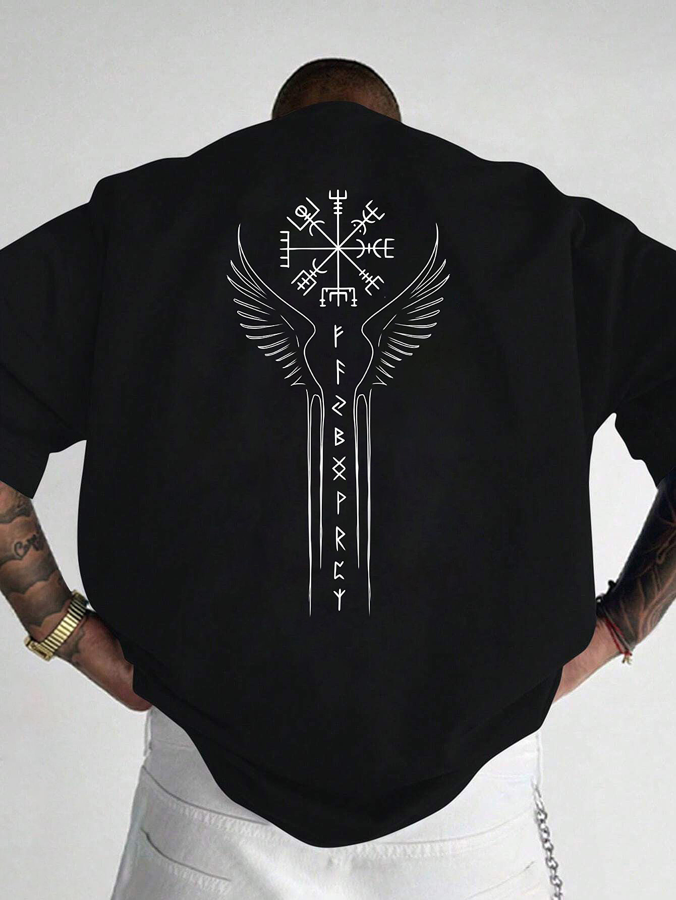 Summer Viking Clothing - Viking İskandinav Rün Pusulası Baskılı Premium