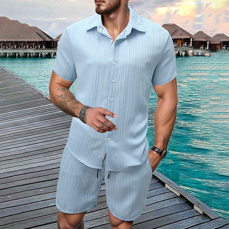 Summer Clothing Guys - 2026 Yeni Erkek Dikey Kırışık Yaka