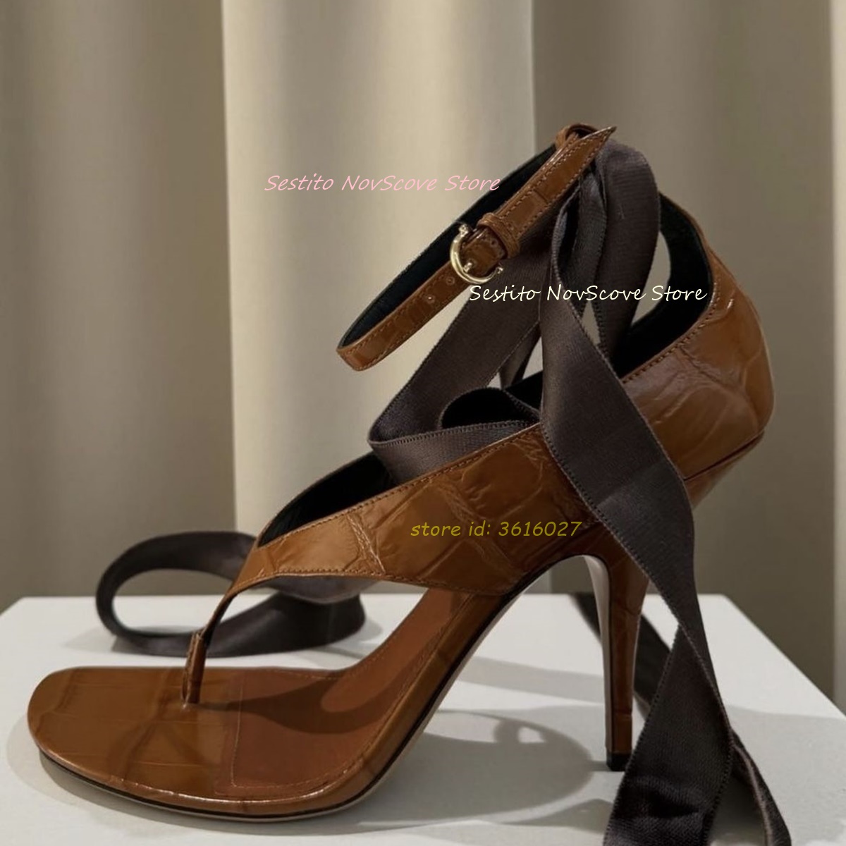 Summer Clothing For Petite Women - Kahverengi Açık Burun Bağcıklı Sandalet Parmak