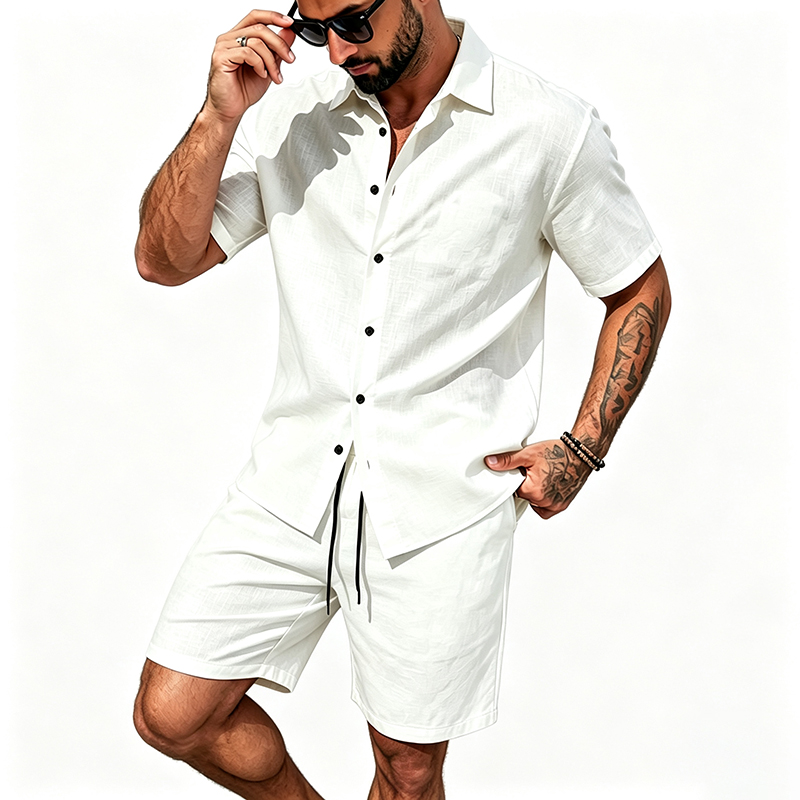 Erkekler Keten İki Parçalı Kıy - Summer Clothing Guys incelemesi ve fiyatı