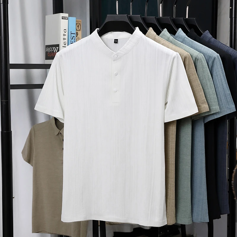 Erkek Mandarin Yaka Yarım Düğm - Summer Clothing Guys incelemesi ve fiyatı