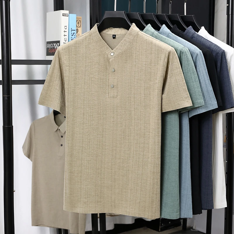 Erkek Mandarin Yaka Yarım Düğm - Summer Clothing Guys incelemesi ve fiyatı