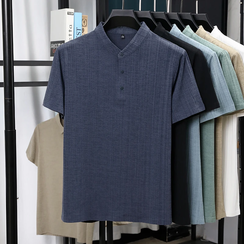 Erkek Mandarin Yaka Yarım Düğm - Summer Clothing Guys incelemesi ve fiyatı