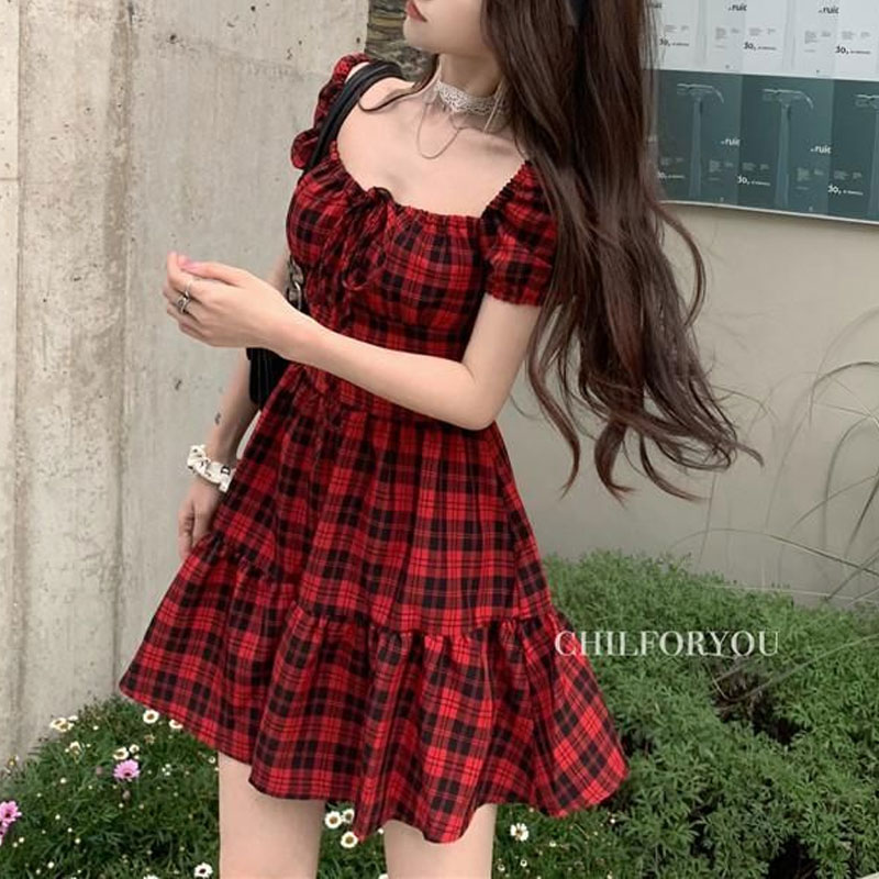 Kırmızı Ekose Mini Elbise kadı - Summer Clothing Drawing incelemesi ve fiyatı